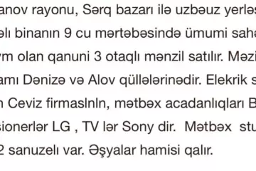 Satılır Yeni Tikili şərq Bazarında