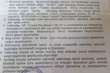 Satılır Torpaq Buzovnada