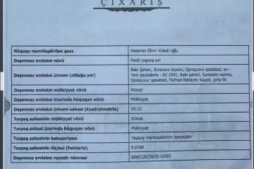 Satılır Həyət Evi Yeni Günəşlidə